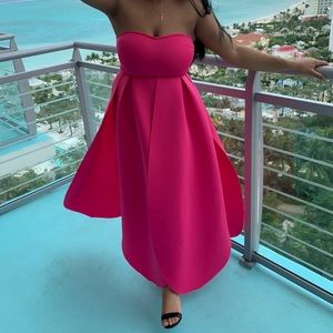 Pink tube top mini dress